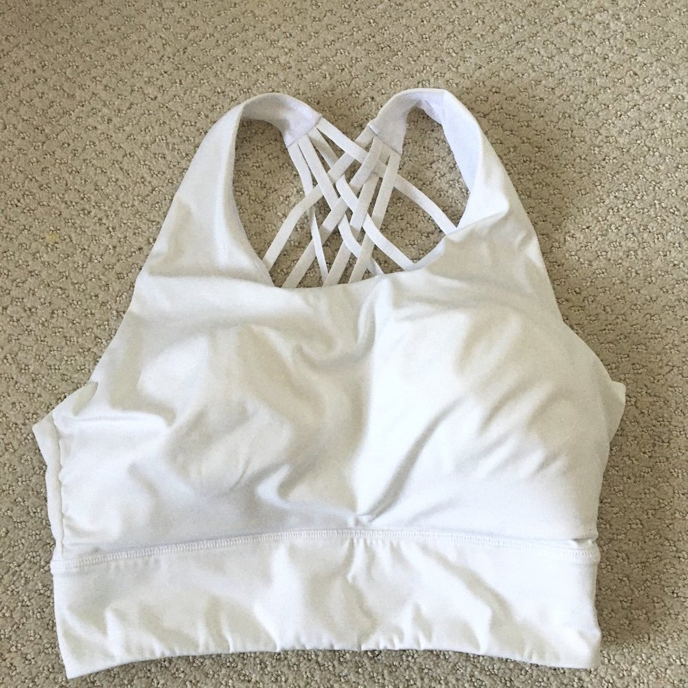 Baleaf Sports Bra Criss-Cross Back in White, XS